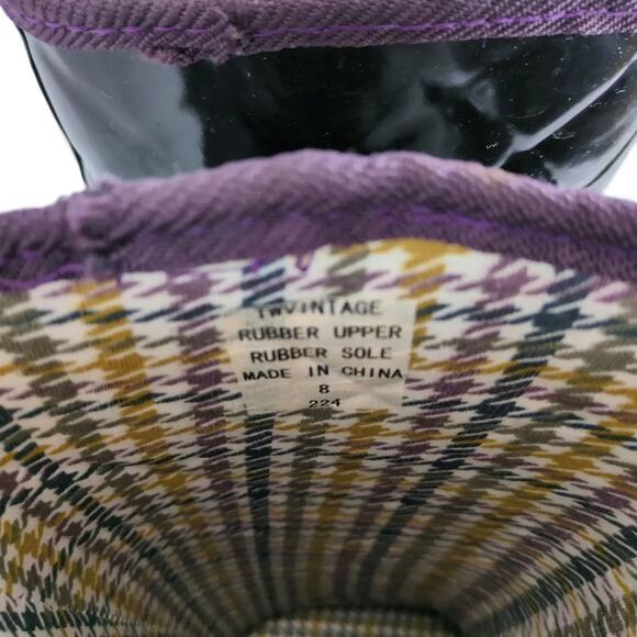 Tommy Hilfiger Vintage Women's 8 Black Knee-High Rubber Rain Boots Pull-On Quilt - Picture 6 of 10